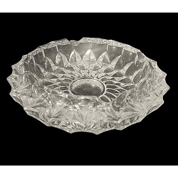 Other - Vintage Cut Clear Glass Cigar Cigarette Ashtray 7 Inch Heavy MCM